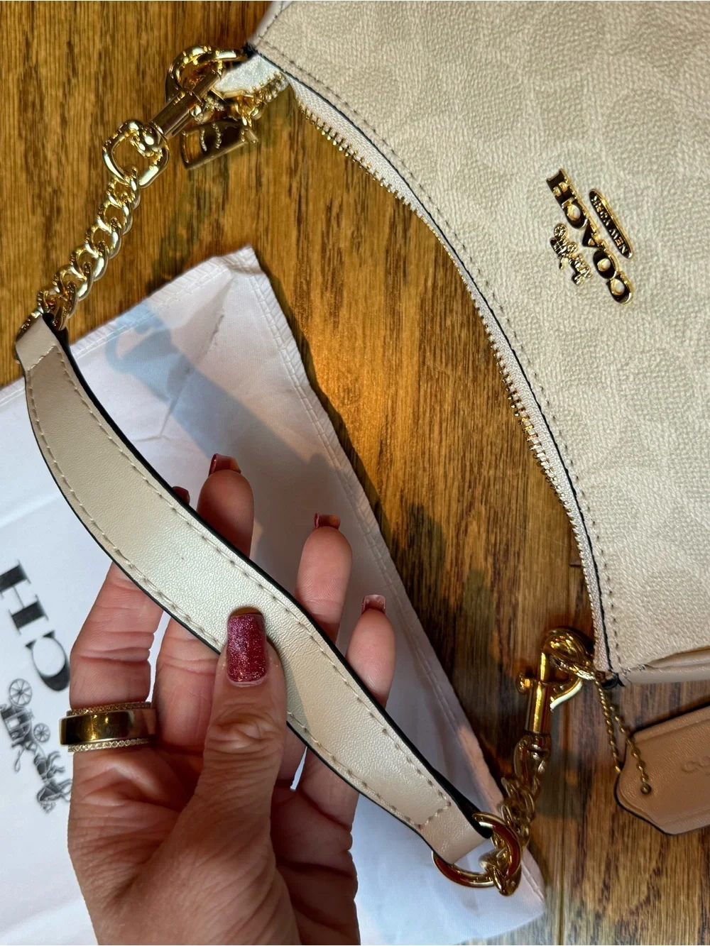 Coach Teri Shoulder Bag Signature Coated Canvas with Gold Hardware